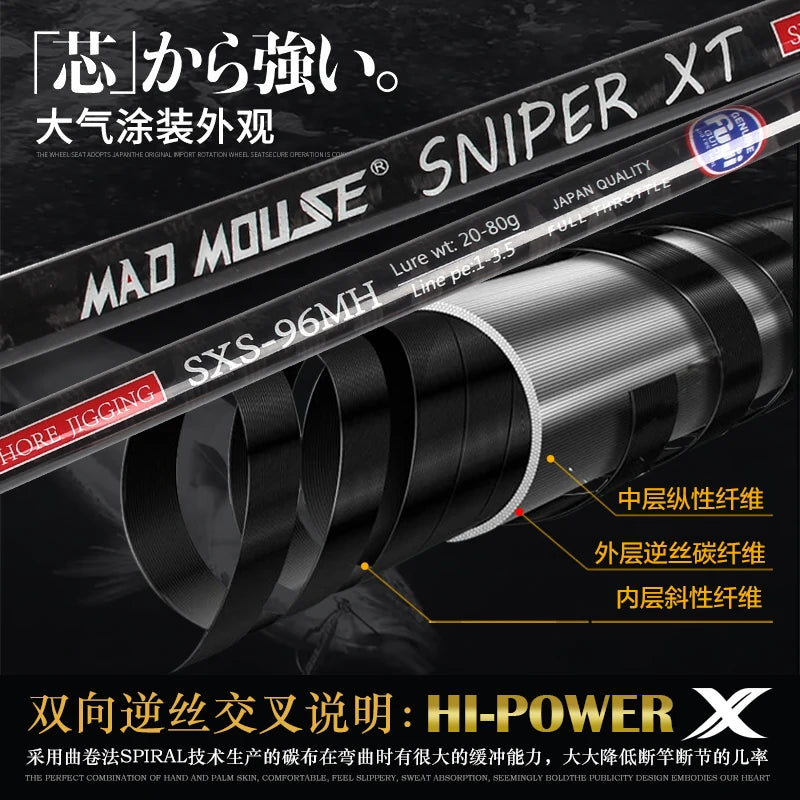 Mad Mouse full Fuji parts Cross Carbon Sniper XT shore jigging rod Ocean popping rod 2.9m 96MH/H pe 1-5 saltwater boat rod