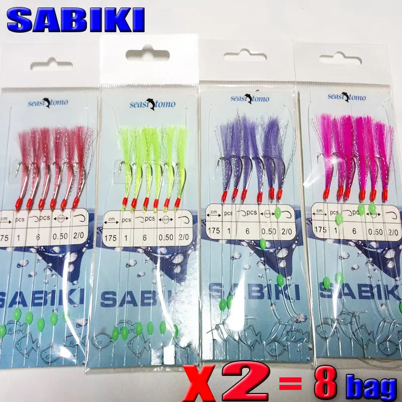 Sabiki Sea Fishing Rigs 2020 | 6pcs with Skin Baits - Select Your Preferred Color
