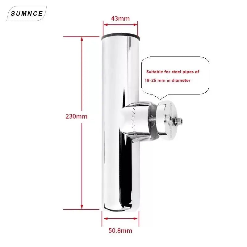 Marine Stainless Steel Fishing Tackle Accessory Rotatable Rod Holder for 19-25mm pipe, suit bow rails