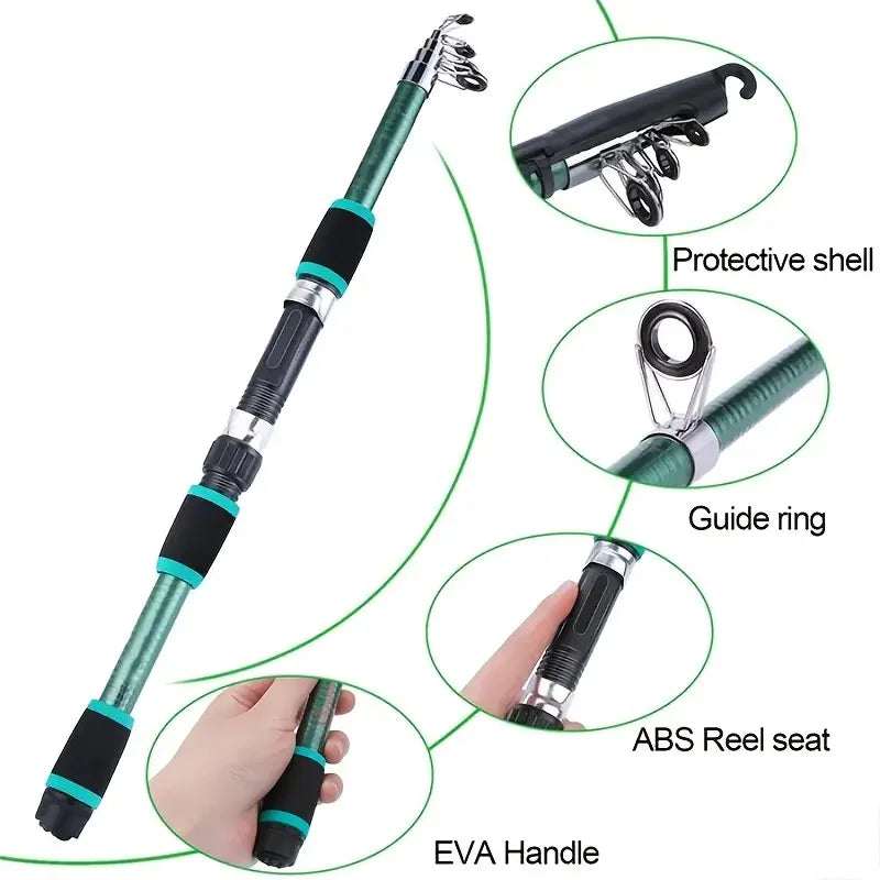 Ultimate Kids Fishing Set - Telescopic Rod, Spinning Reel, Baits & Hooks Included