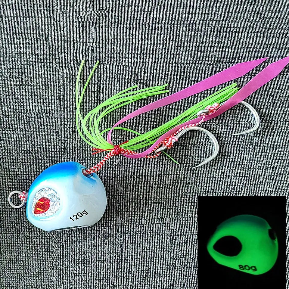 200g Bottomship Slow Sinking Jig Lure Metal Head Bait Dhu Marlin Inchiku Kabura Fishing Triple Hooks