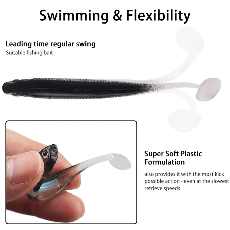 10Pcs Swimbait Soft Plastic Fishing Lures Paddle Tail