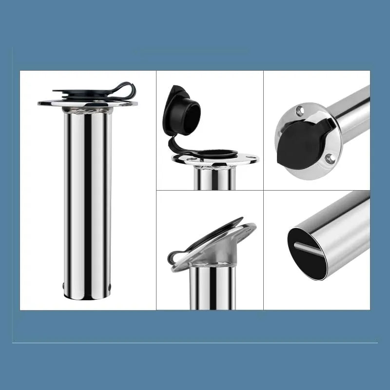 Mirror Polished Boat Accessories 15/30/90 Degree Stainless Steel Heavy duty Flush Mount Fishing Rod Holder with Lid Inner Tube Gasket