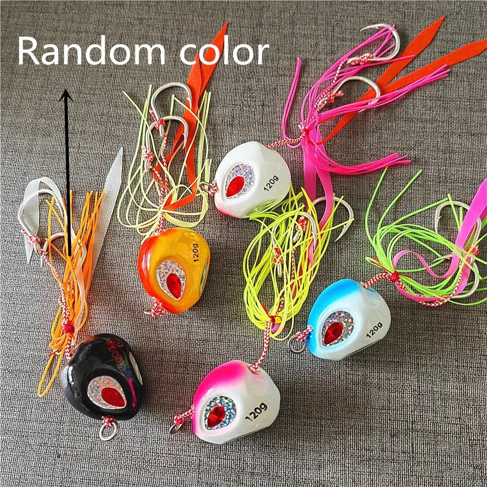200g Bottomship Slow Sinking Jig Lure Metal Head Bait Dhu Marlin Inchiku Kabura Fishing Triple Hooks