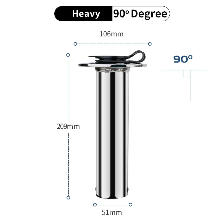 Mirror Polished Boat Accessories 15/30/90 Degree Stainless Steel Heavy duty Flush Mount Fishing Rod Holder with Lid Inner Tube Gasket