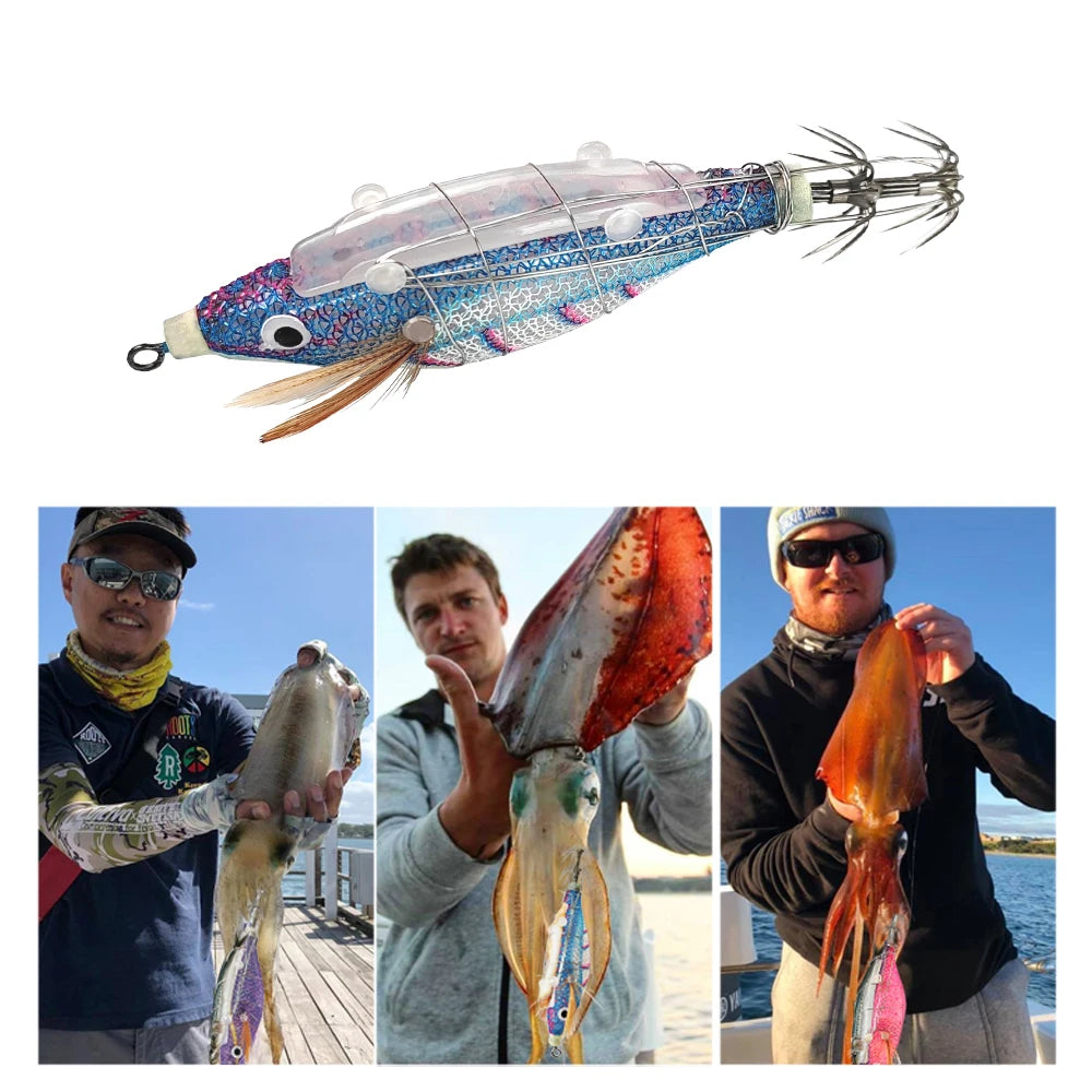 14pcs Luminous Squid Lures - 85mm 8.2g Jig for Squid, Octopus & Cuttlefish Fishing