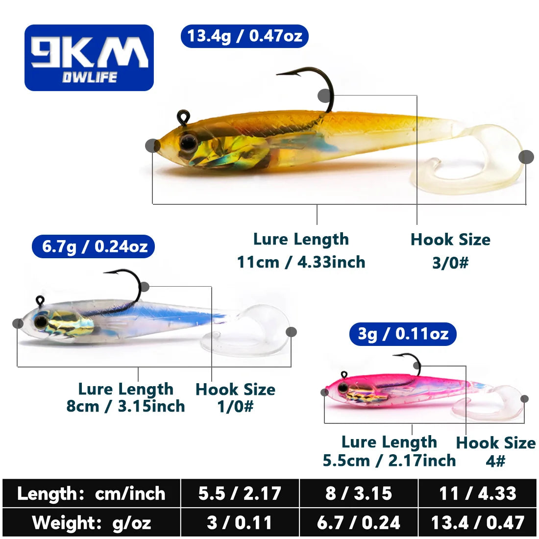 Paddle Tail Swimbaits (3pcs) - Soft Plastic Lead Head Bait