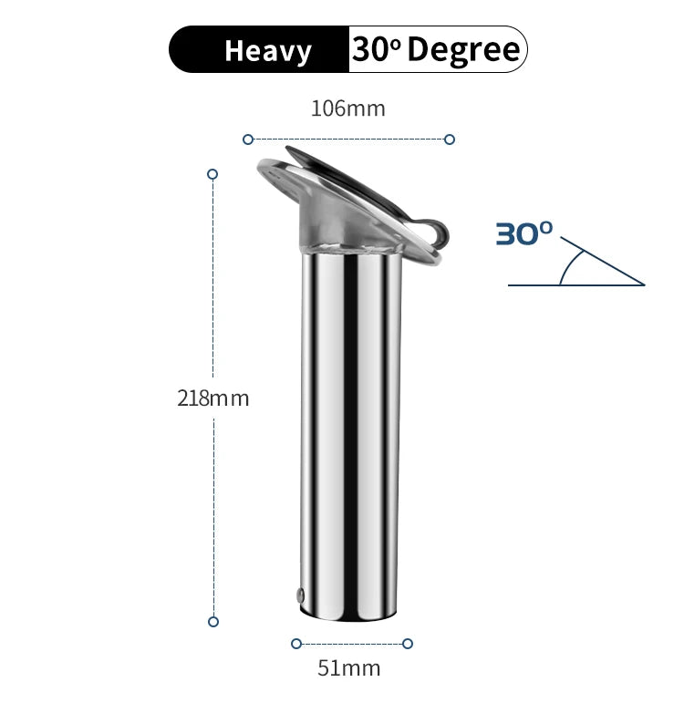Mirror Polished Boat Accessories 15/30/90 Degree Stainless Steel Heavy duty Flush Mount Fishing Rod Holder with Lid Inner Tube Gasket