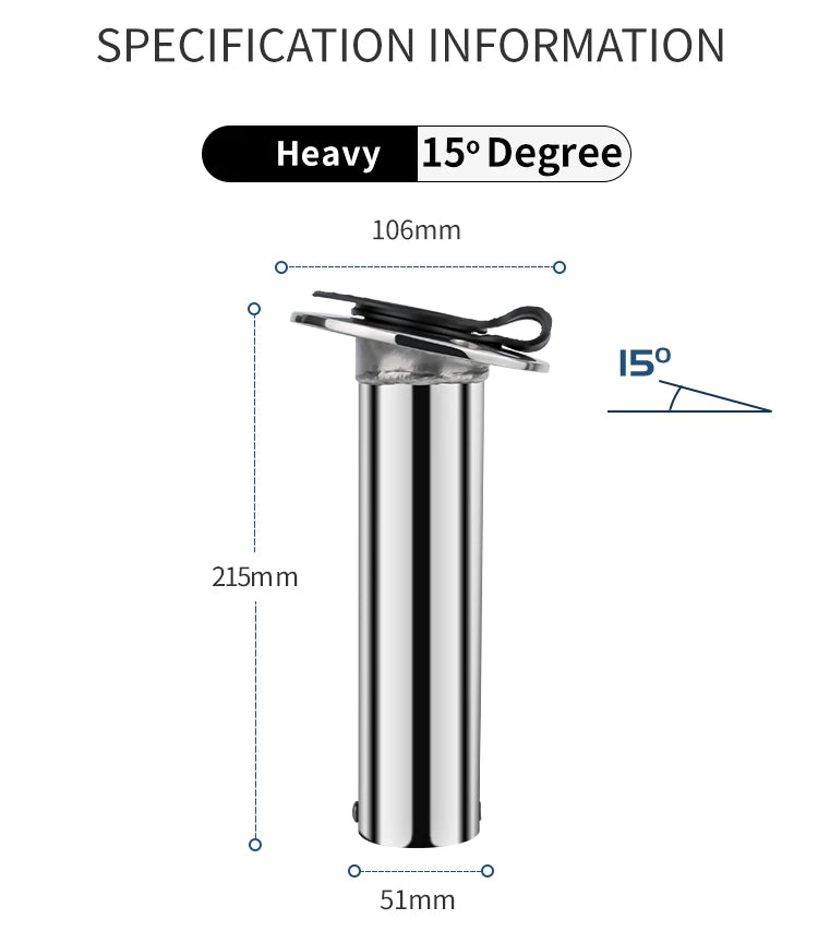 Mirror Polished Boat Accessories 15/30/90 Degree Stainless Steel Heavy duty Flush Mount Fishing Rod Holder with Lid Inner Tube Gasket