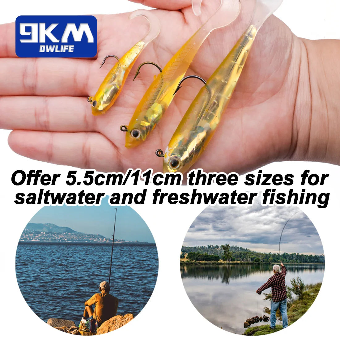 Paddle Tail Swimbaits (3pcs) - Soft Plastic Lead Head Bait