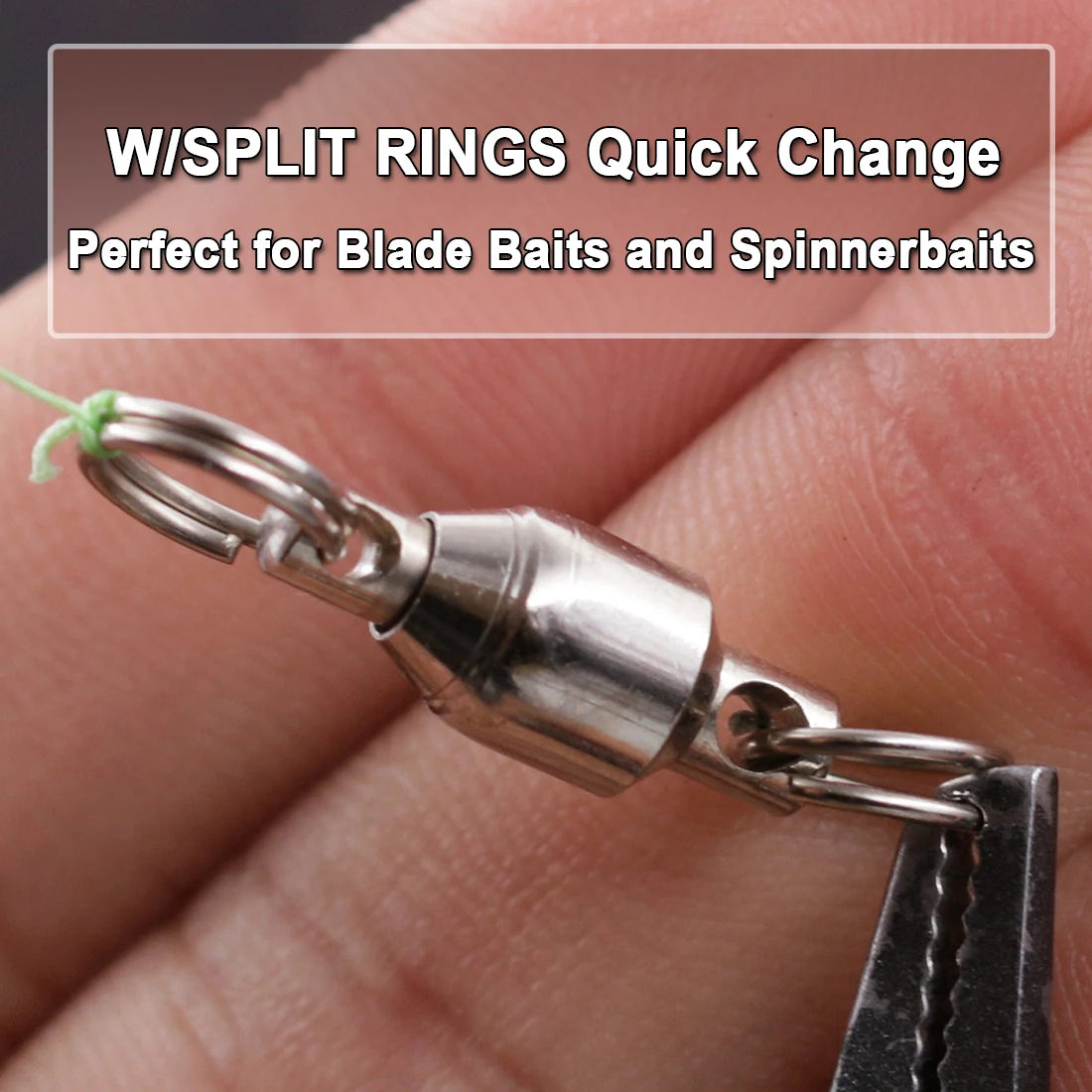 FishTrip Ball Bearing Swivels with Split Ring 20~100Pack Heavy Duty Stainless Steel Saltwater Fishing Connector Terminal Tackle