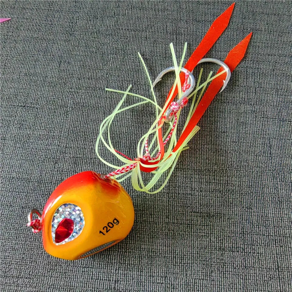 200g Bottomship Slow Sinking Jig Lure Metal Head Bait Dhu Marlin Inchiku Kabura Fishing Triple Hooks