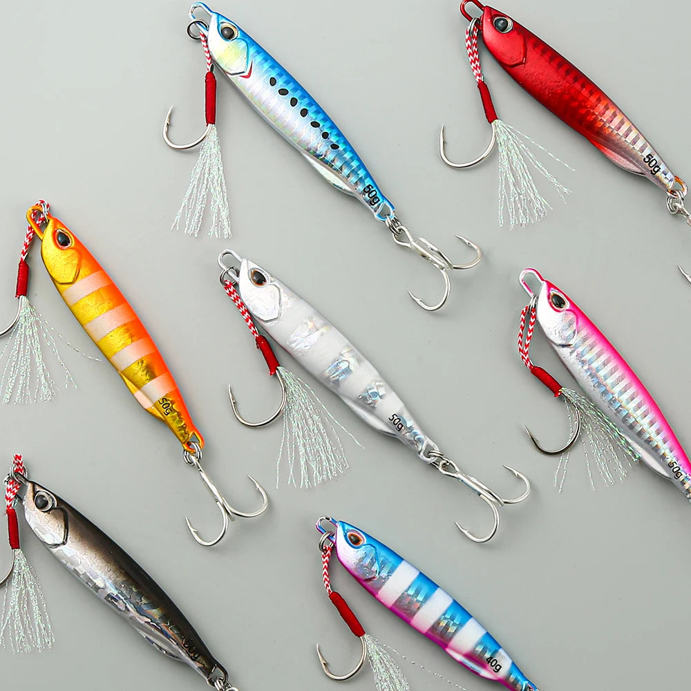 Metal Cast Jig Spoon 10/15/20/30/40/50g Shore Casting Jigging Fish Sea – Brose Fishing Customs