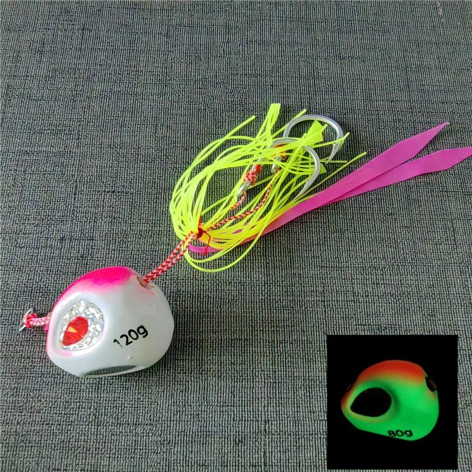 200g Bottomship Slow Sinking Jig Lure Metal Head Bait Dhu Marlin Inchiku Kabura Fishing Triple Hooks
