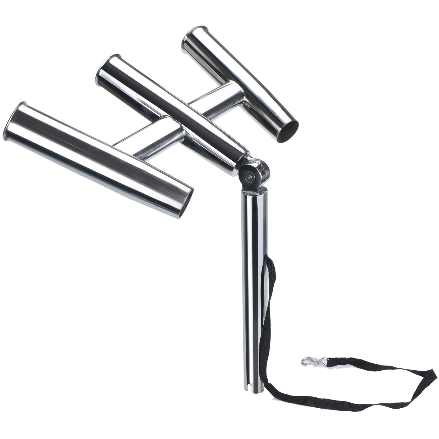 3Tube Silver Highly Polished Stainless Steel Stylish Rod Holder-Triple Rod Holder With Wrench