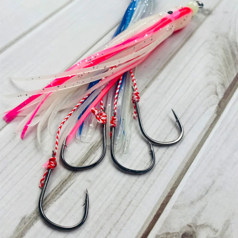 Inchiku Squid Assist Hook Kabura Jigging Madai Assist BKK Hook Strong Tai Rubbers Silicone Skirts Slider Jigs Sinker Bottom Bait