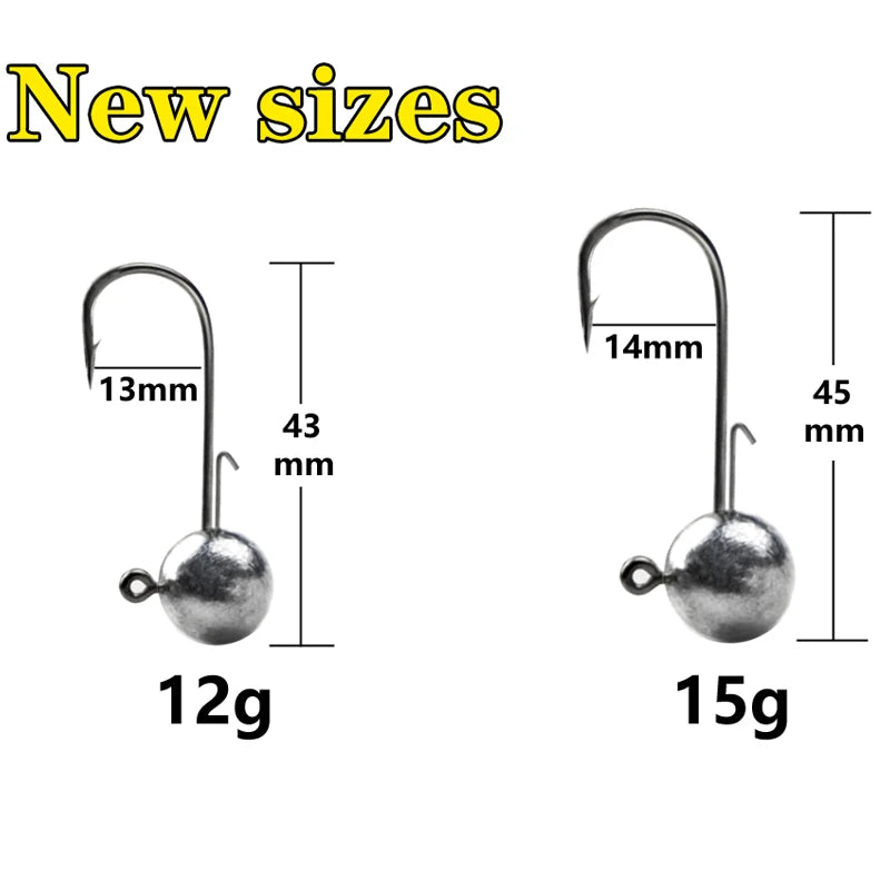 10pcs Jig head jigs hook 1g-20g Long Shank Secondary hooks For Soft Worm Fishing