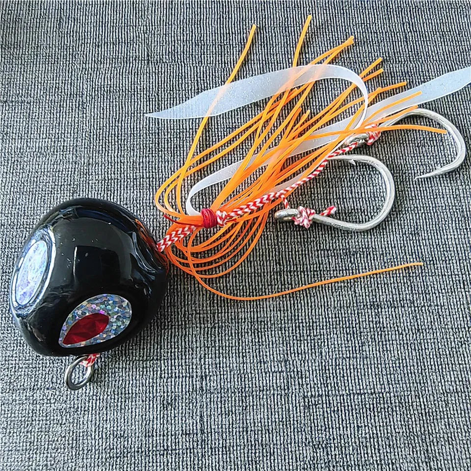 200g Bottomship Slow Sinking Jig Lure Metal Head Bait Dhu Marlin Inchiku Kabura Fishing Triple Hooks