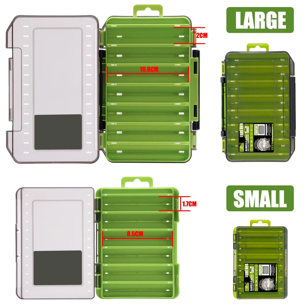 Fishing Tackle Box 14 Compartments Fishing Accessories Lure Hook Storage Case Double Sided Fishing Tool Organizer Boxes