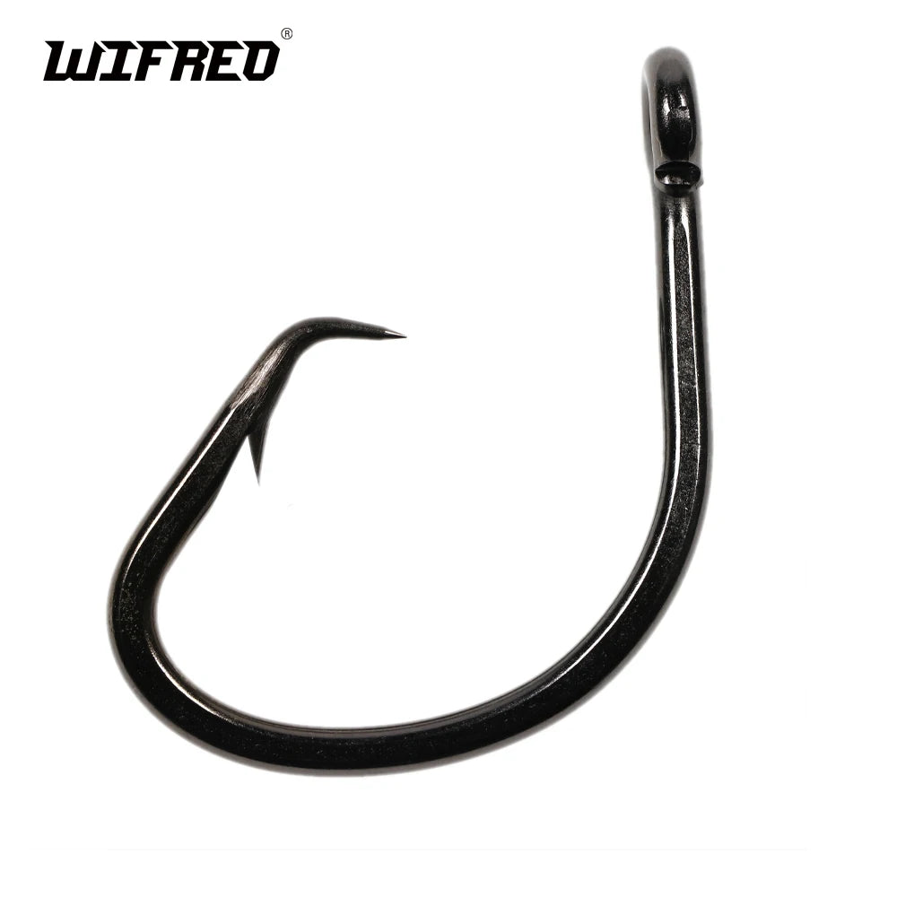 WIFREO 5PCS 5l0-16l0 Saltwater 4X Heavy Duty Mutu Circle Hook Offset Fishhook For Big Game Live Bait Grouper Tuna Shark Fishing