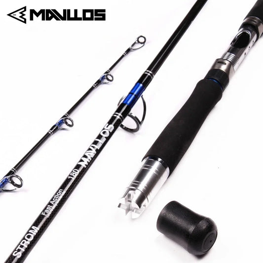 Mavllos Storm Tuna Fishing Jigging Rod MH 3 Section Carbon Tip  1.8M 2.1M Lure 70-250g 20-50LB Saltwater Fishing Spinning Rod