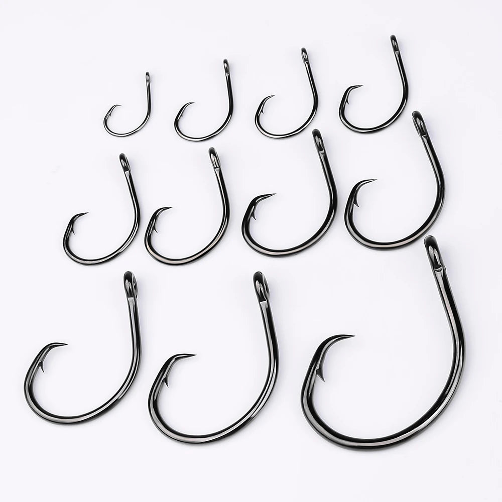 10pcs Circle Barbed Octopus Hooks High Carbon Steel Strong Offset Hooks