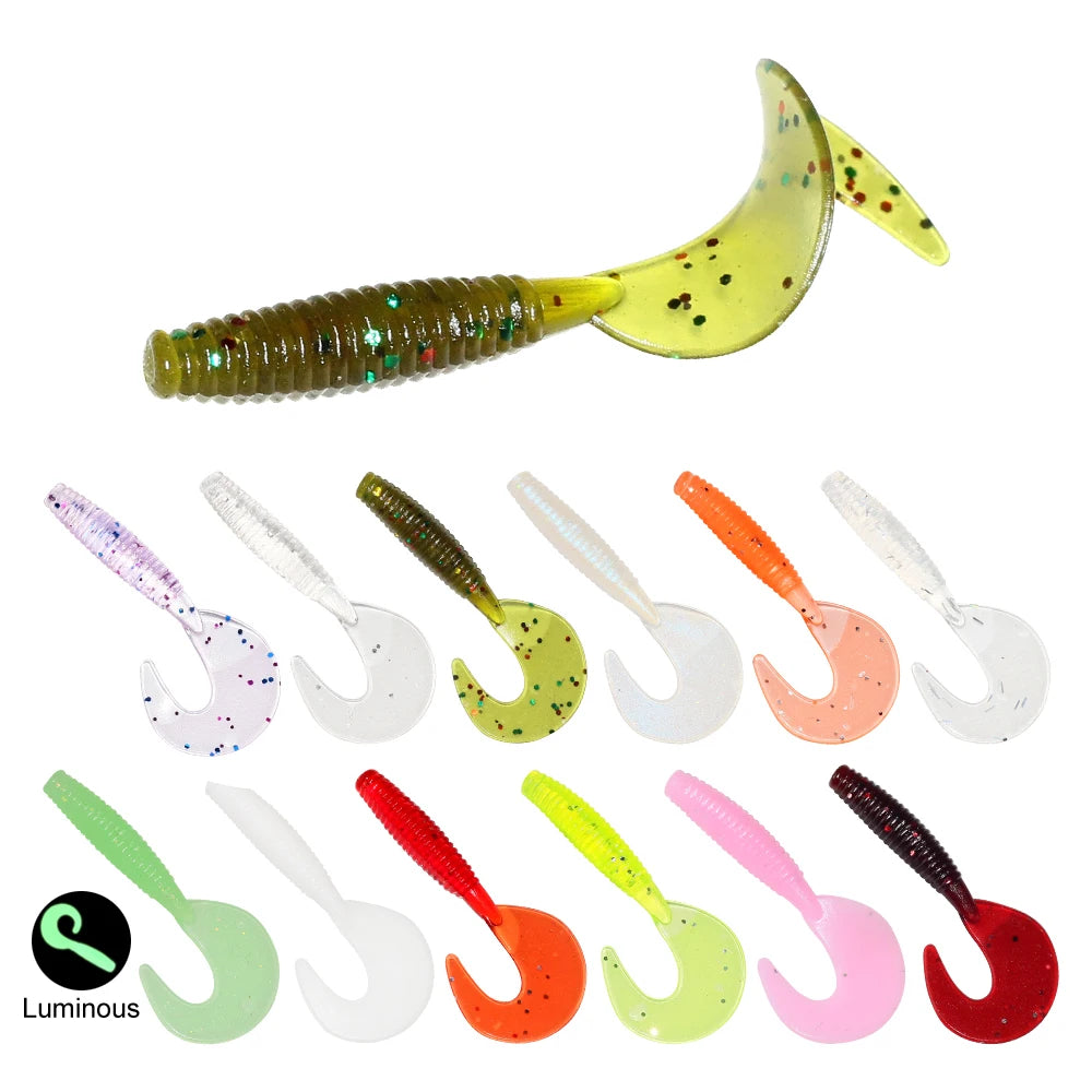 120Pcs Soft Bait 4cm Fishing Lures Plastic Silicone Worm Maggot Grub Lure