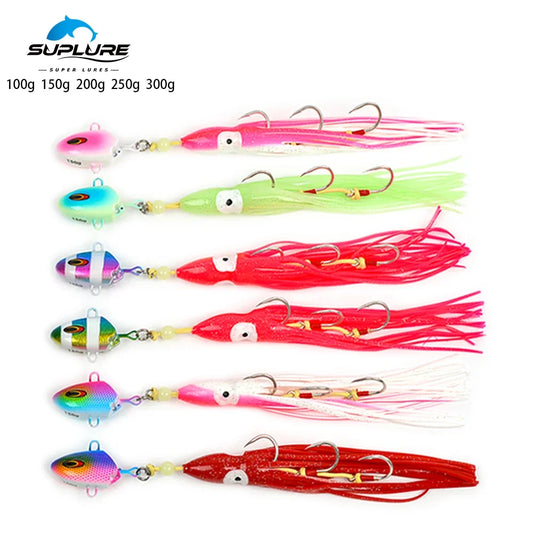 Bottom meat Jig Lure 250g Kabura Fish Head Squid Assist Hooks Metal Jig Sinking Inchiku Trolling Fishing Lure