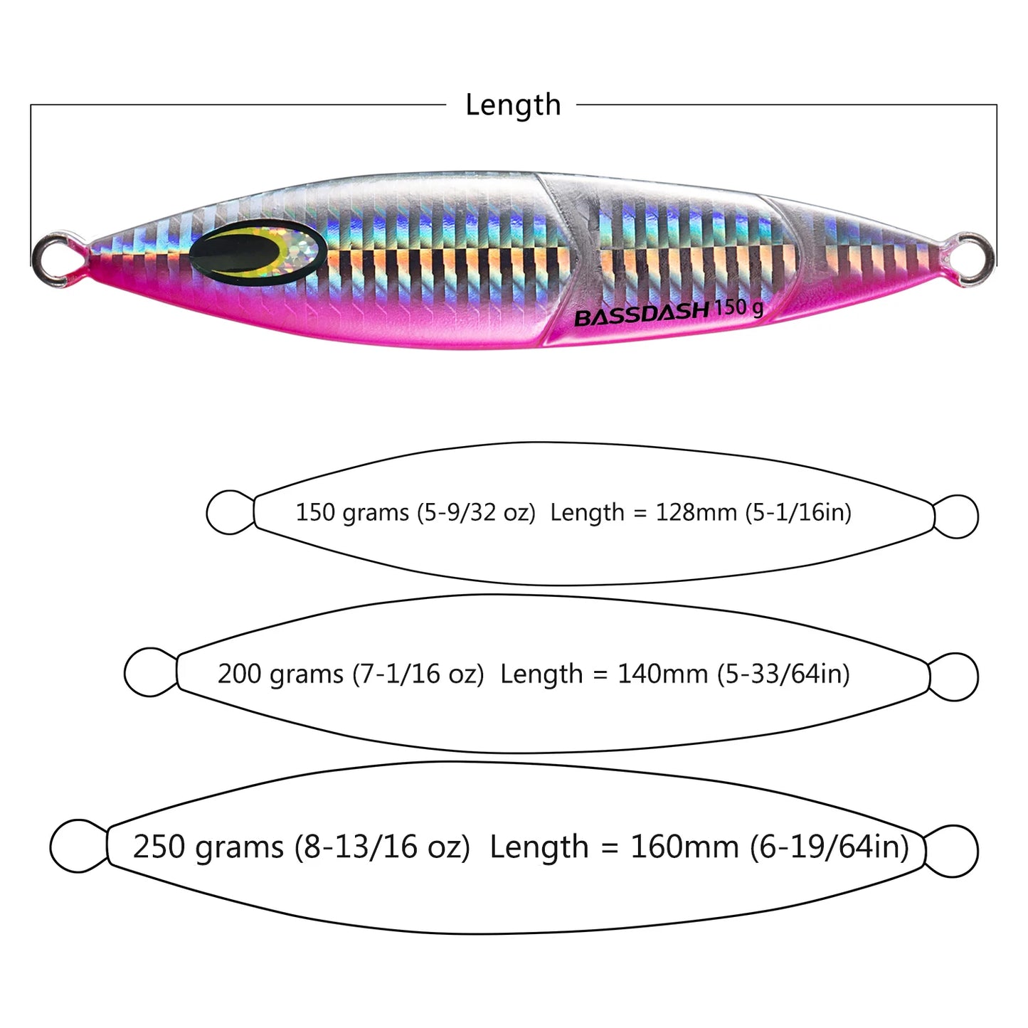 Bassdash Luminous Vertical Jigs Slow Swimming Jigging Lure Metal Saltwater Freshwater Fishing Fake Bait 3 Colors 40-250g 1 Piece