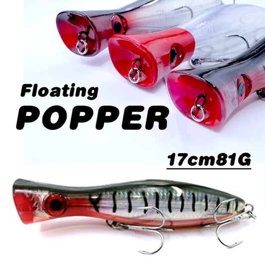 Fishing Lure Floating Big Popper Baits 17cm 81g Topwater Lure Wobber 8 Colors Saltwater Lures Isca Artificial Sea Bass Tuna