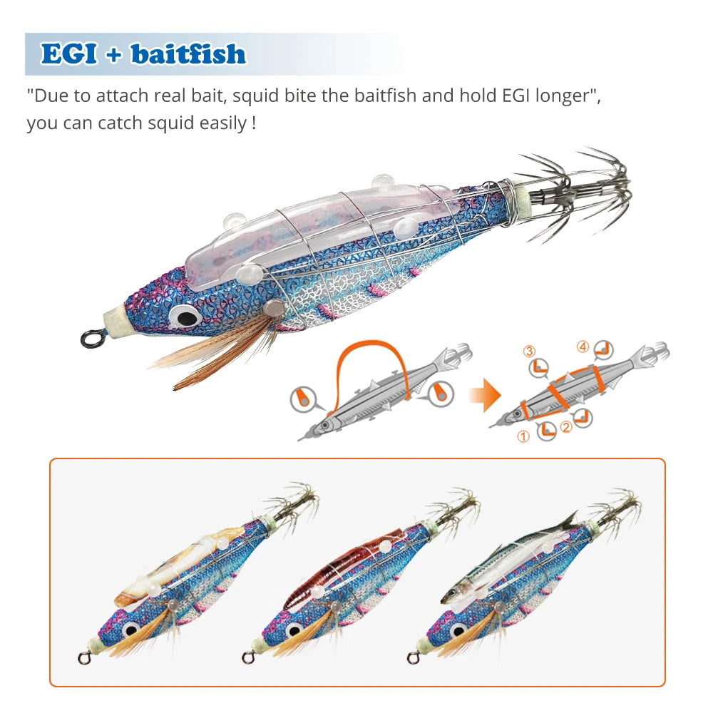 14pcs Luminous Squid Lures - 85mm 8.2g Jig for Squid, Octopus & Cuttlefish Fishing