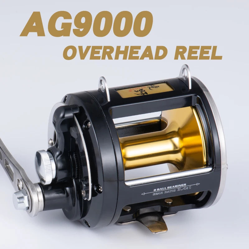 Game Reel Trolling Reel TG9000 24KGS drag 8BB Carbon washers 3.4:1 0.5mm-620M Ocean Boat Fishing Reel Overhead Reel