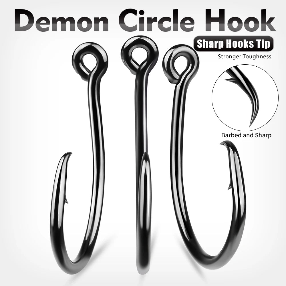 10pcs Circle Barbed Octopus Hooks High Carbon Steel Strong Offset Hooks