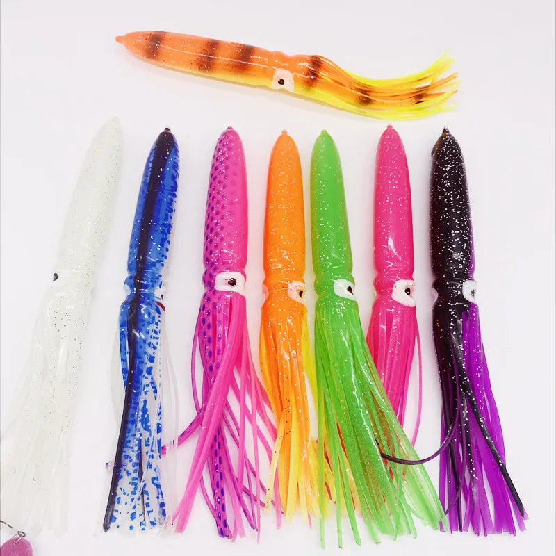 Luminous Squid Skirts - 5Pcs 22CM/8g Artificial Jigs for Tuna, Pelagic & Deep Dropping