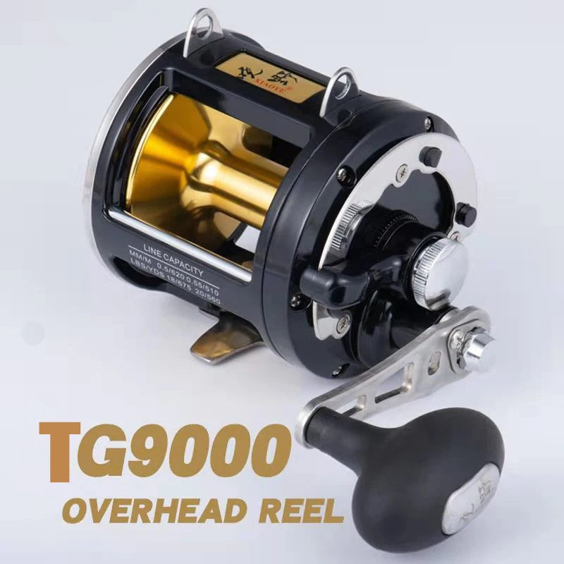 Game Reel Trolling Reel TG9000 24KGS drag 8BB Carbon washers 3.4:1 0.5mm-620M Ocean Boat Fishing Reel Overhead Reel