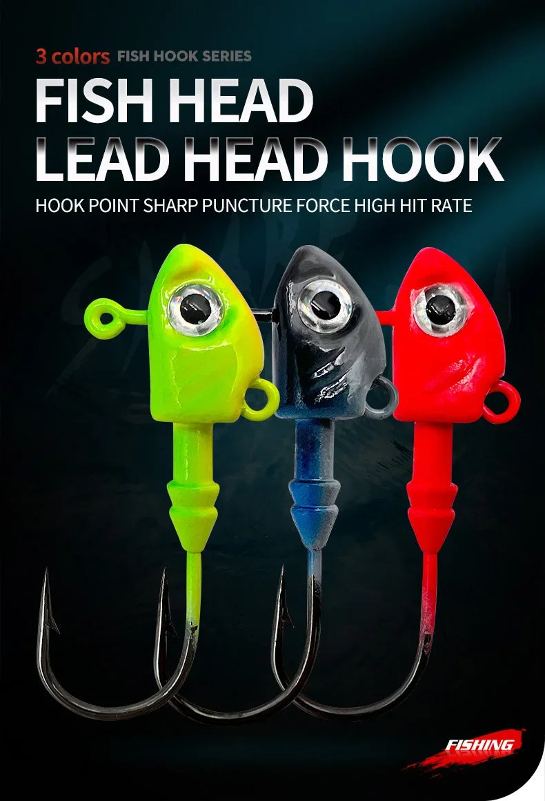 Jig Lead Head Lure Fishing Hooks Soft Plastic Swimbait Jig Heads 10g/15g/20g/28g/40g