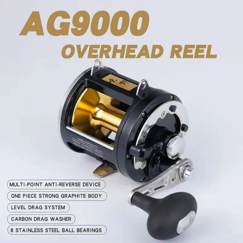 Game Reel Trolling Reel TG9000 24KGS drag 8BB Carbon washers 3.4:1 0.5mm-620M Ocean Boat Fishing Reel Overhead Reel