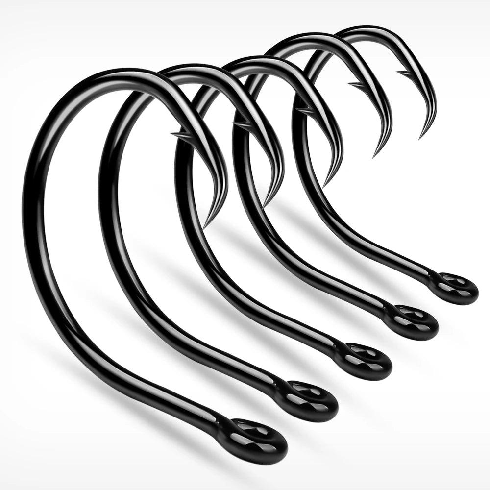 10pcs Circle Barbed Octopus Hooks High Carbon Steel Strong Offset Hooks