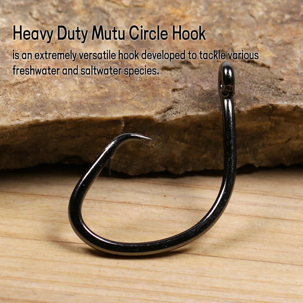 WIFREO 5PCS 5l0-16l0 Saltwater 4X Heavy Duty Mutu Circle Hook Offset Fishhook For Big Game Live Bait Grouper Tuna Shark Fishing