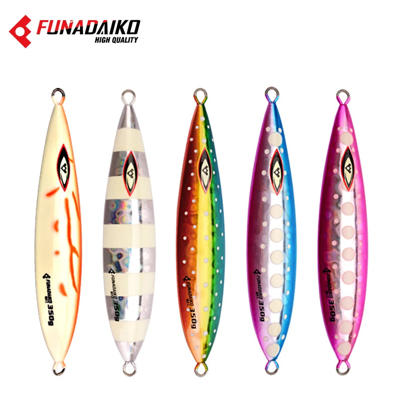 FUNADAIKO Metal Vertical Jigging Lures Laser Fluorescence Fishing Casting Jig Bait Fishing Jigs Saltwater Lure