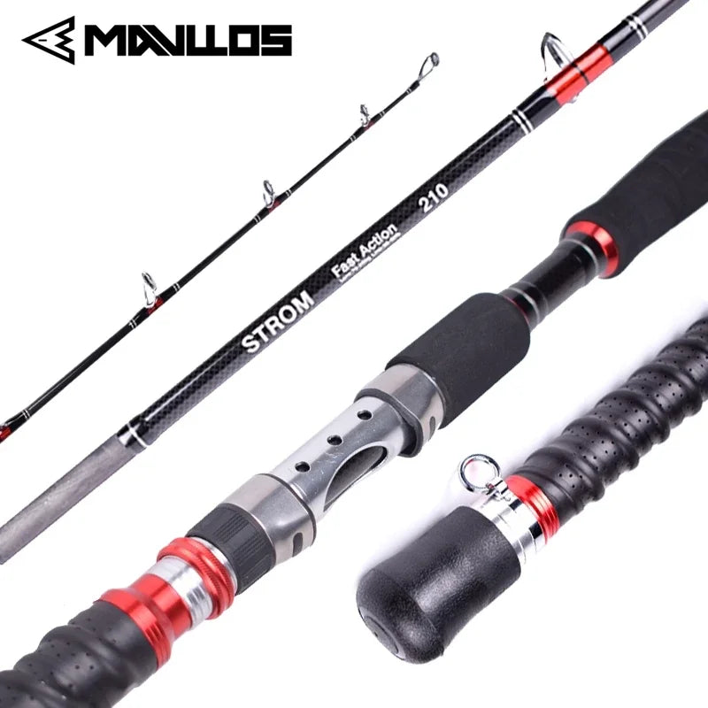 Mavllos Storm Tuna Fishing Jigging Rod MH 3 Section Carbon Tip  1.8M 2.1M Lure 70-250g 20-50LB Saltwater Fishing Spinning Rod