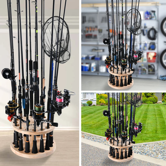 Fishing Rod Holders 16-Rod Rack Vertical Rod Holder