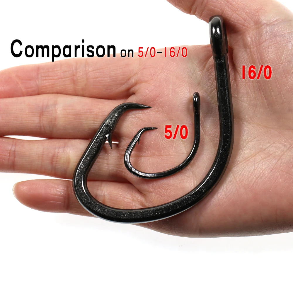 WIFREO 5PCS 5l0-16l0 Saltwater 4X Heavy Duty Mutu Circle Hook Offset Fishhook For Big Game Live Bait Grouper Tuna Shark Fishing